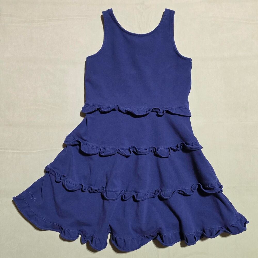 Polo Ralph Lauren Girls' Ruffle Tiered Cotton Jersey Dress size 8/10